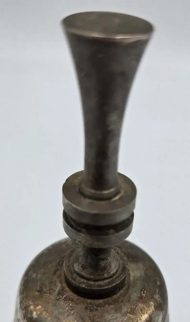 Vintage Silver Plated Metal Hand Bell Tarnish Finish Hong Kong